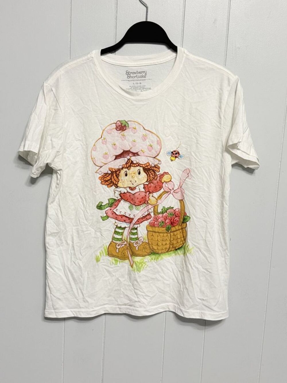Strawberry Shortcake Graphic T-Shirt White L Retro Cartoon